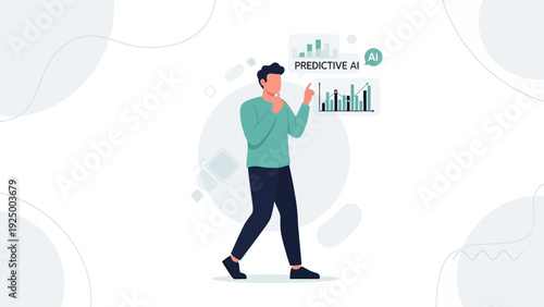Man analyzing predictive AI data charts and graphs for business insights