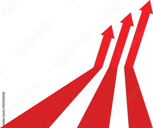 Business growth graph arrow vector illustration in red color.