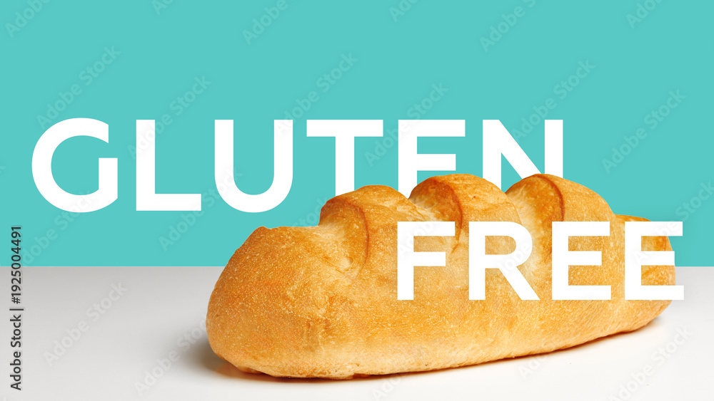 Fototapeta premium Bread with gluten free label on a simple background for Easter celebration