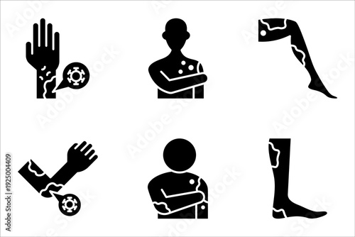 Skin cancer linear icon set. Dermatological diseases. vector illustration on white background