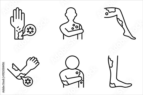 Skin cancer linear icon set. Dermatological diseases. vector illustration on white background