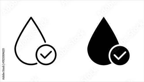 pH neutral balance icon set, Neutral balance skin. Drop line icon set, vector illustration on white background