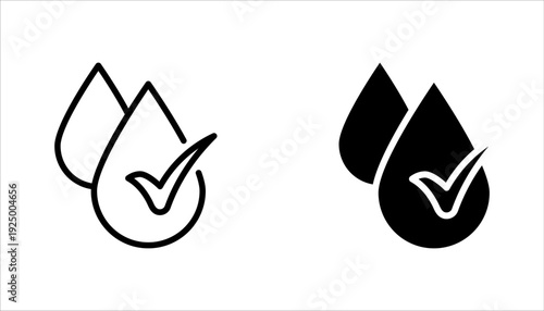 pH neutral balance icon set, Neutral balance skin. Drop line icon set, vector illustration on white background