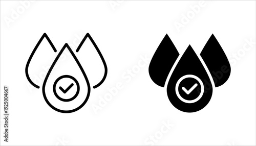 pH neutral balance icon set, Neutral balance skin. Drop line icon set, vector illustration on white background