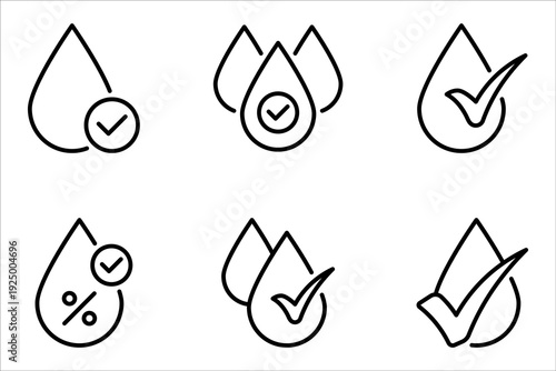 pH neutral balance icon set, Neutral balance skin. Drop line icon set, vector illustration on white background