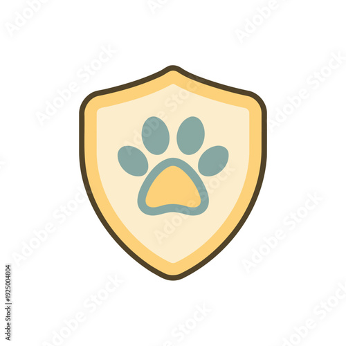 Stylized paw print within a protective shield emblem, denoting animal welfare, safety, and reliable pet care solutions
