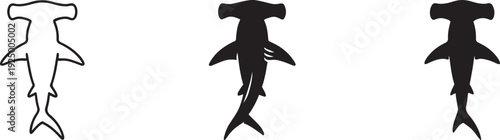 Obraz na płótnie Hammerhead shark icon set in line, solid and flat style