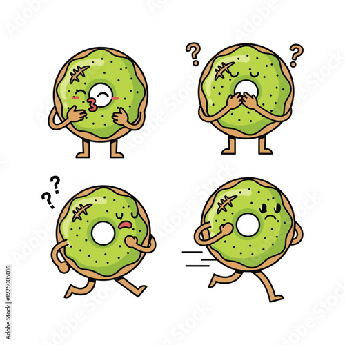 Cartoon Avocado Characters Showing Emotions and Confusion