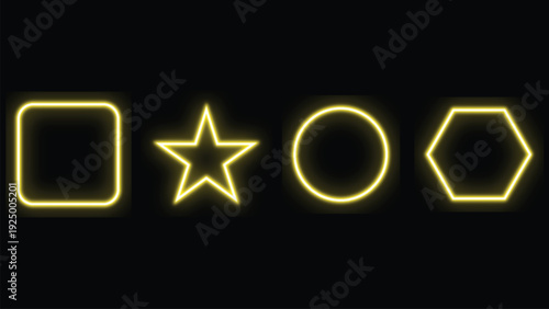 Neon shapes on black background