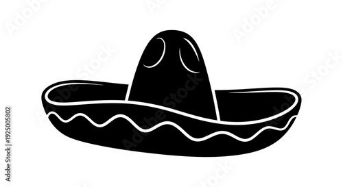 A simple black sombrero hat on a white background.