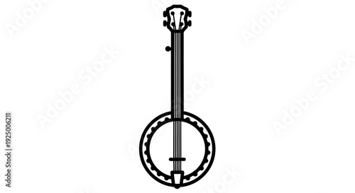 A simple line drawing of a banjo against a white background.