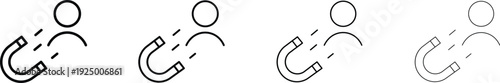 Investment attraction people Icon with magnet recruitment, Talent acquisition, and business growth vector Illustration.
