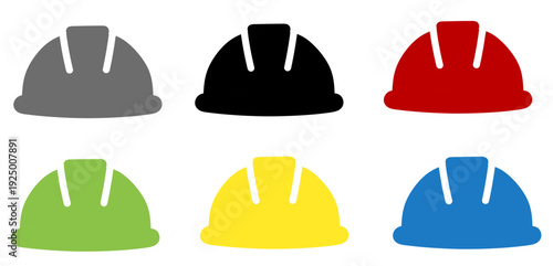 Vector illustration of industrial safety hard hats icon set