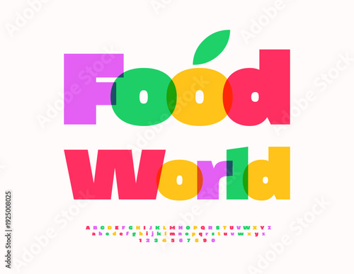 Vector Bright Promotion Food World. Transparent Watercolor Font. Typography Minimal Alphabet Letters and Numbers. 
