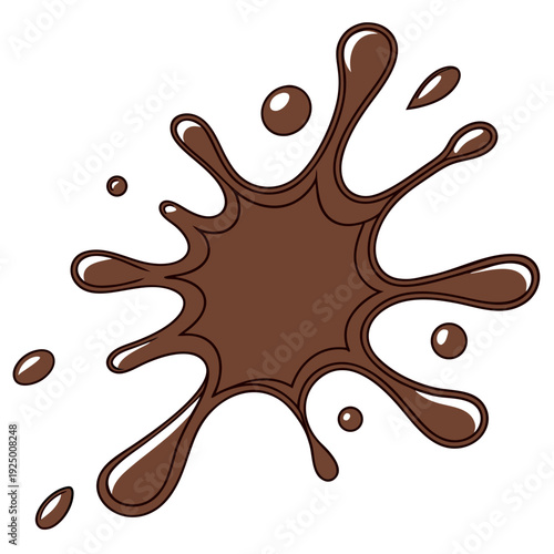 A digital illustration of a brown liquid splash or "splat," resembling chocolate, mud, or coffee.