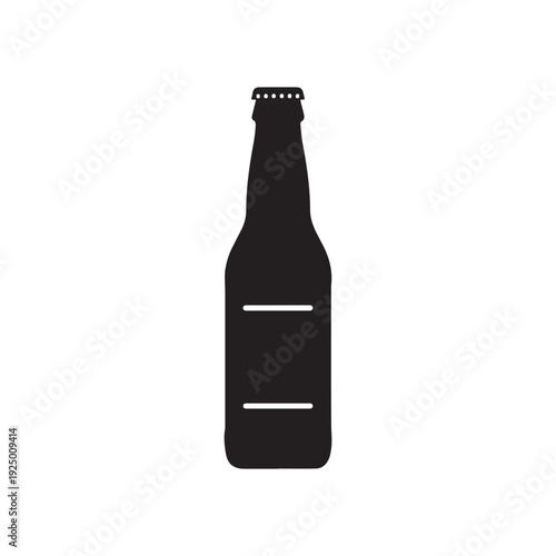 Black bottle with white lines on body and cap on a white background