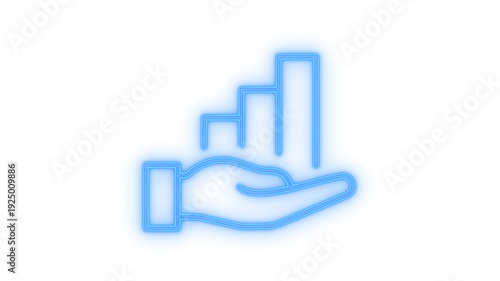 Free Download Glowing neon hand holding bar chart icon isolated on transparent background. Data analysis. Financial growth. Business statistics. Presentation graph. UI element. - GFXLoad