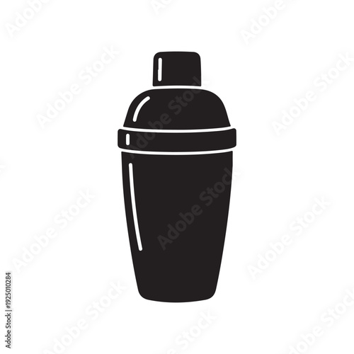 Black cocktail shaker icon simple design  bar tool  mixology equipment  drink mixer