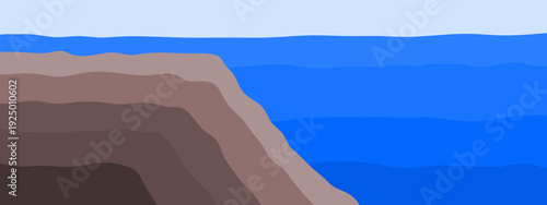 Flat design of lakeside cross section. Soil and water