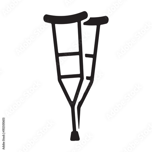 Black crutches icon for medical or healthcare use  walking aid  mobility assistance device