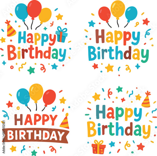 Happy Birth day vectors design transparent