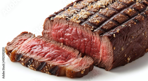 Traditional Brazilian churrasco picanha steak, perfectly grilled Isolated on White background