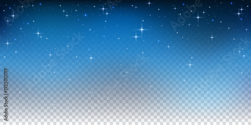 Starry night background with light blue transparent texture. Dark galaxy outer space full of shiny sparkles and abstract glitter. Magic cosmic vector illustration with fantasy gradient