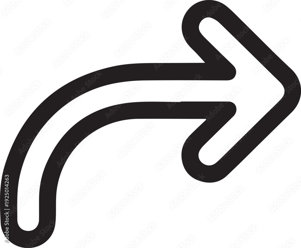 Obraz premium Curved Right Direction Arrow Icon