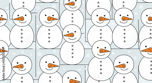 Cute snowman pattern with snowflakes