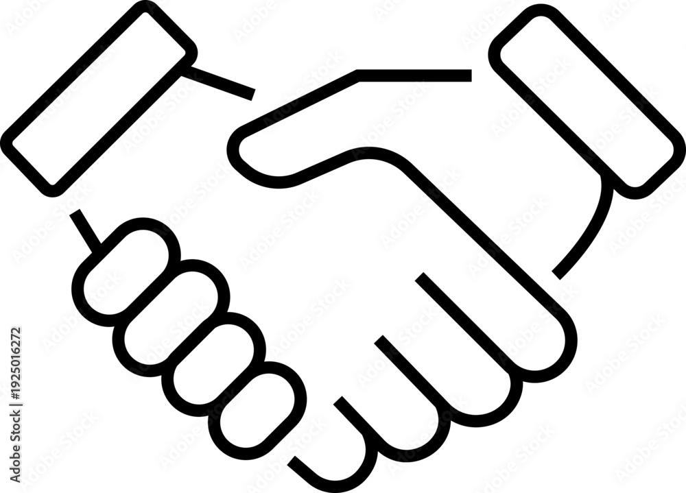 Obraz premium Handshake icon. Business agreement handshake symbol. Shaking hands logo. Friendly handshake line style - stock vector.