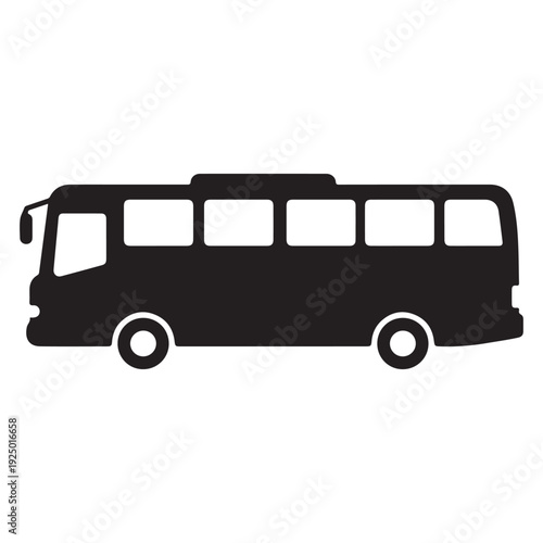 Black silhouette of a bus on white background  side view  vehicle icon  transportation symbol