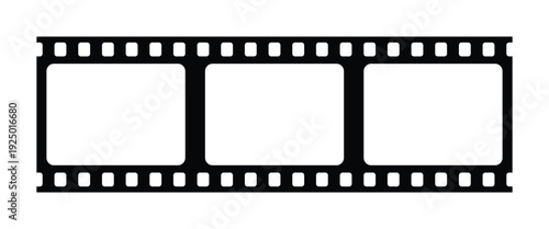 Film strip frame. Empty filmstrip border. Transparent PNG and vector illustration.