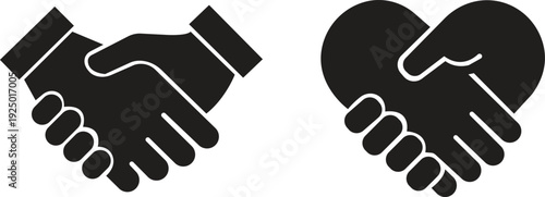 Handshake icons set. Business agreement handshake symbol set. Shaking hands logo. Friendly handshake flat style - stock vector.