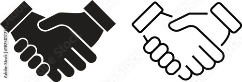 Handshake icons set. Business agreement handshake symbol set. Shaking hands logo. Friendly handshake line and flat style - stock vector.