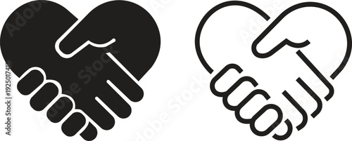 Handshake icons set. Business agreement handshake symbol set. Shaking hands logo. Friendly handshake line and flat style - stock vector.