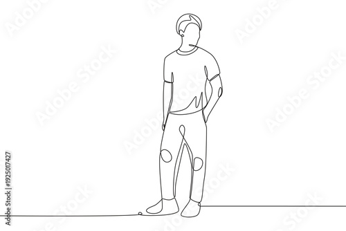 Men wearing urban joggers. Urban joggers concept one-line drawing