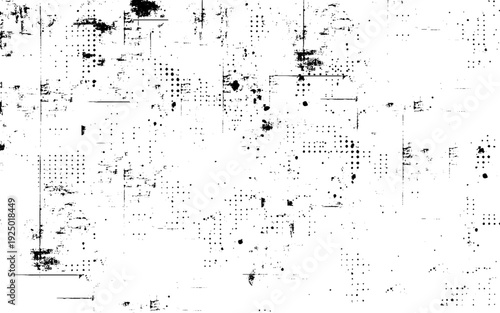 Black halftone dot pattern abstract background. Abstract scratch grunge urban background. Particles of debris and dust. Distressed uneven background. Vector illustration.