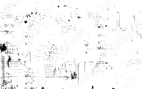 Black halftone dot pattern abstract background. Abstract scratch grunge urban background. Particles of debris and dust. Distressed uneven background. Vector illustration.