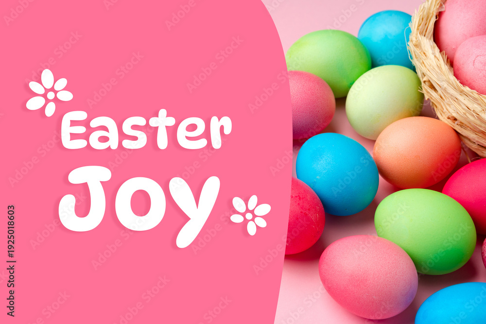 Fototapeta premium Celebrate Easter with colorful eggs and joy in a festive setting