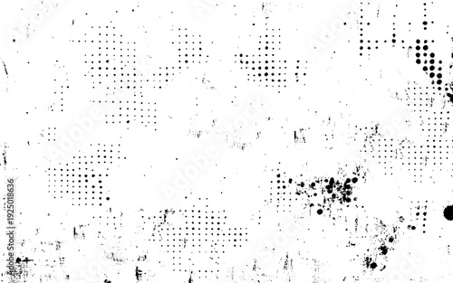 Halftone grit noise texture. Grunge halftone background. Black and white sand noise wallpaper. Retro comic pixelated backdrop. Dirty grain spots, stains, dots textured overlay. Vector