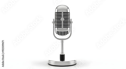A silver microphone on a stand