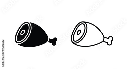 Two black and white illustrations of a ham hock with a bone