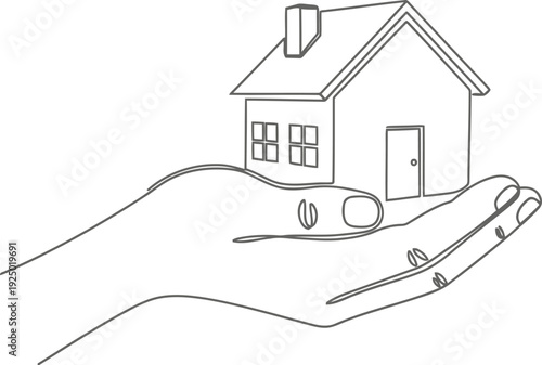 Hand gently holding a small house sketch symbolizing home ownership