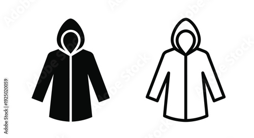 Two hooded jacket icons filled and outlined versions shown clearly