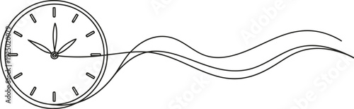 Abstract clock face with wavy lines representing flowing time