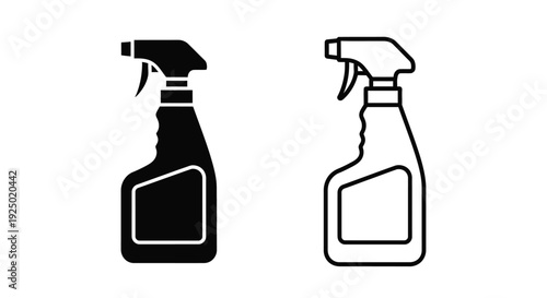 Two spray bottle icons one filled one outlined in black