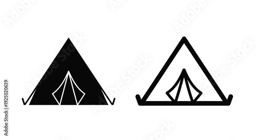 Two triangular shapes resembling tents one solid and one outlined