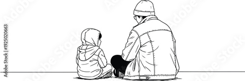 Father and child sitting together in a quiet moment