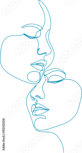 Minimalist line art captures intimate connection between two faces