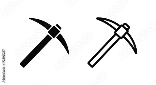 Two black pickaxes are displayed one solid and one outlined